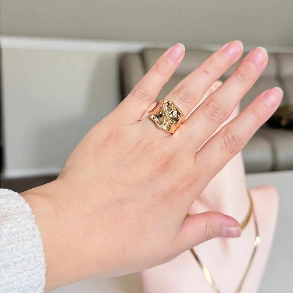 Gold Sculpted Statement Ring - Women Jewelry